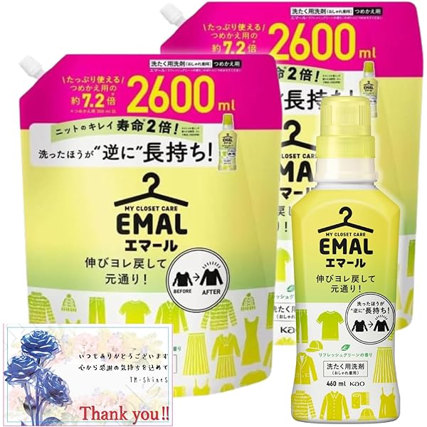 EMAL エマール 2600ml 液体洗剤×5個 エマール 花王 詰め替え 中性洗剤 業務用 シワ 2600ml 5袋